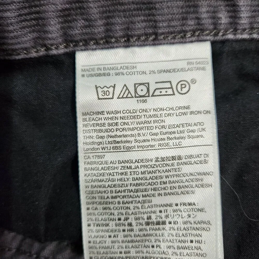 Banana Republic Corduroy Pants Men 38X30 (39X28) Forged Iron Gray Slim Fit